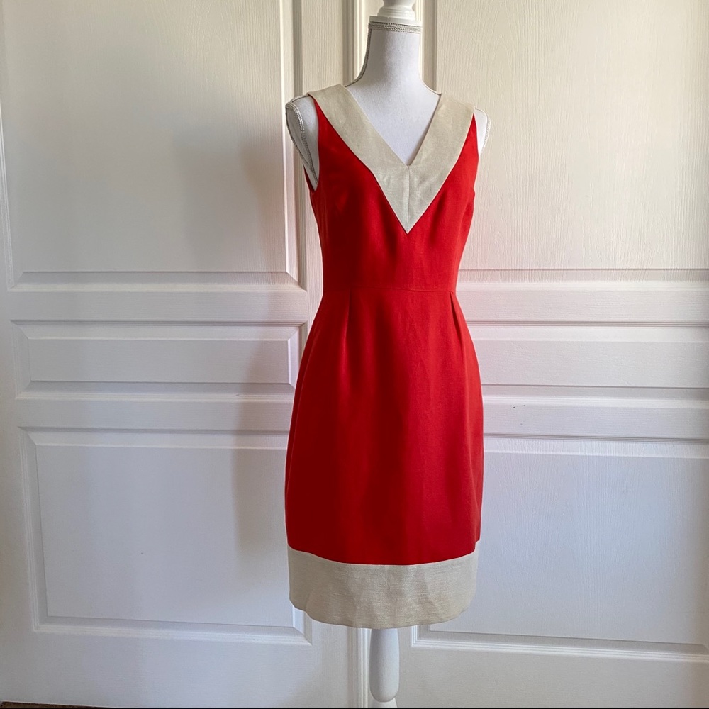 Kate Spade James Linen Sleeveless Colorblock Dress